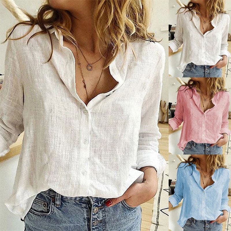 Camisa Feminina de Linho Manga Longa – Conforto e Estilo Casual