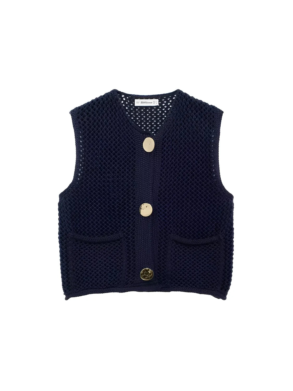 Blusa Feminina em Tricô com Decote Canoa Botões Maxi e Bolsos - Ayla