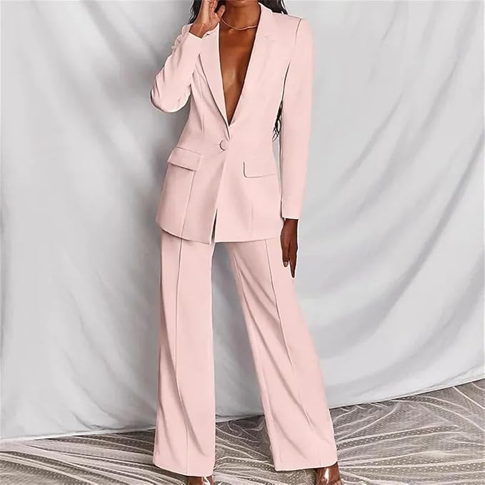 Conjunto Feminino 2 Peças Blazer com Botões e Calça Wide Leg em Alfaiataria Premium Define – Le Vie