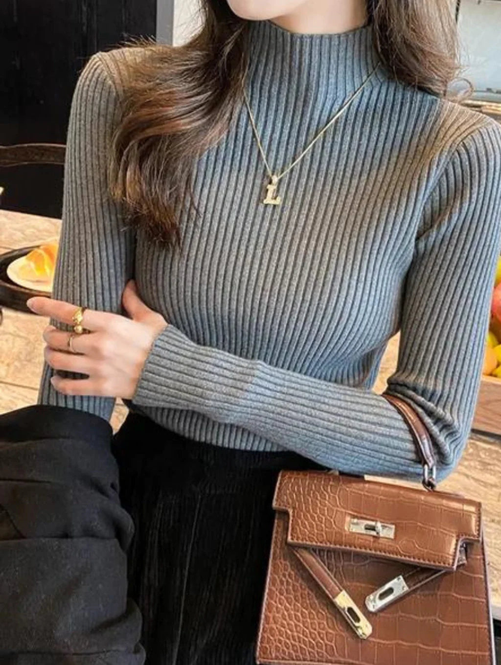 Blusa Canelada Gola Alta