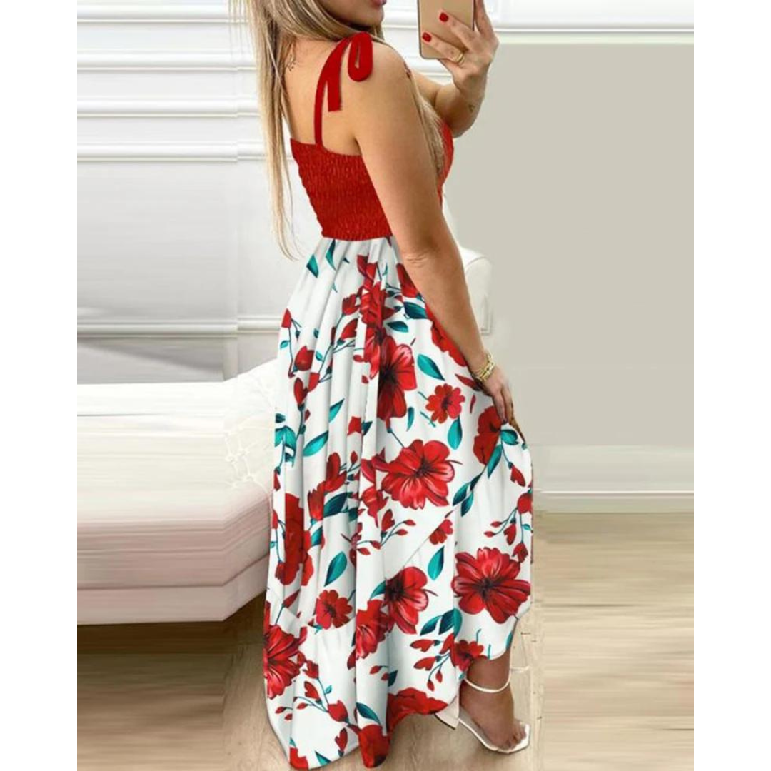 Vestido Longo com Alças Laço e Estampa Floral – Conforto e Charme para Todas as Ocasiões