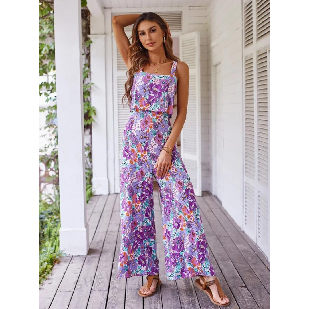 Macacão Feminino Longo Floral Alças Finas – Leveza e Estilo para Dias EnsSolarados