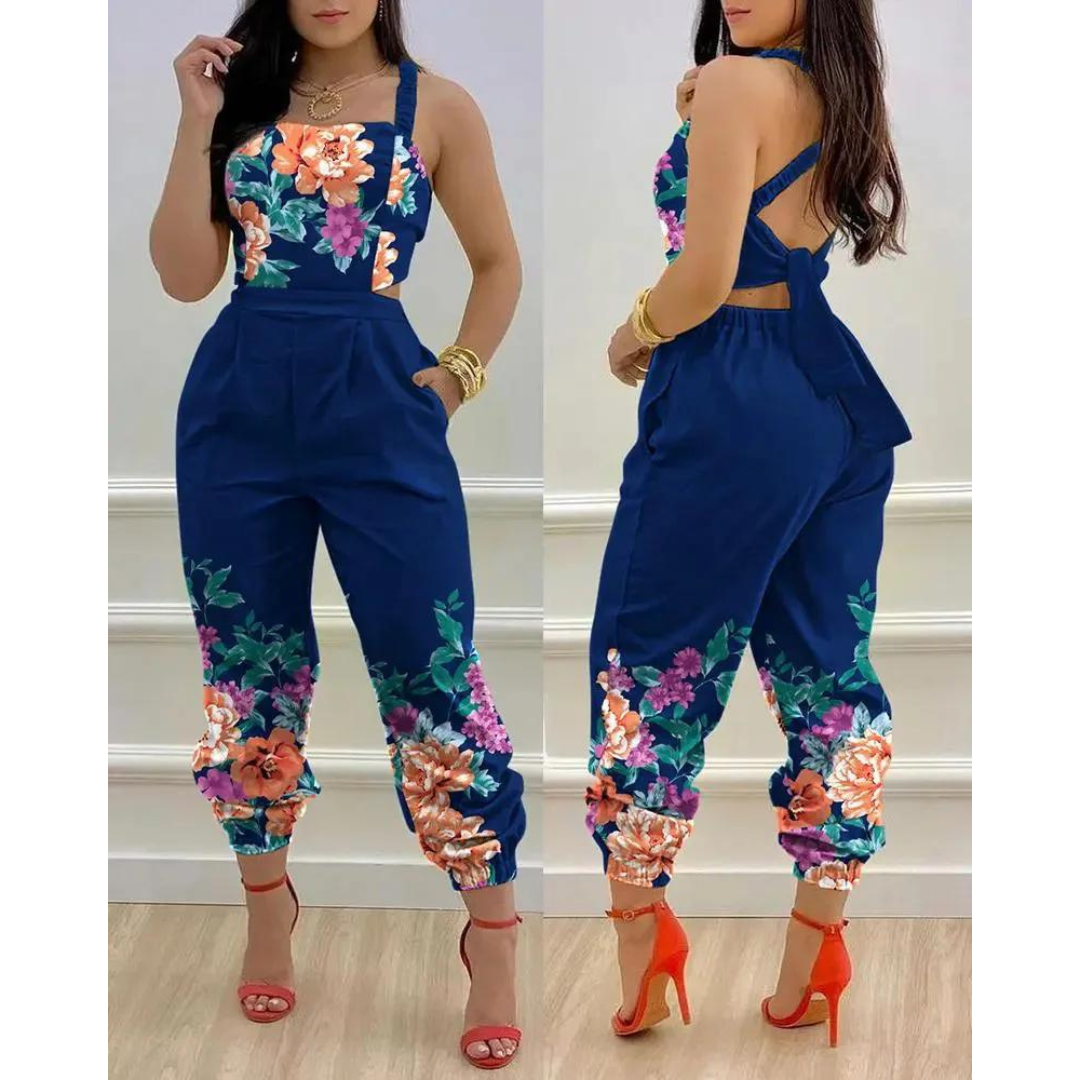 Macacão Feminino Estampa Jeans Patchwork – Estilo e Conforto em Uma Só Peça