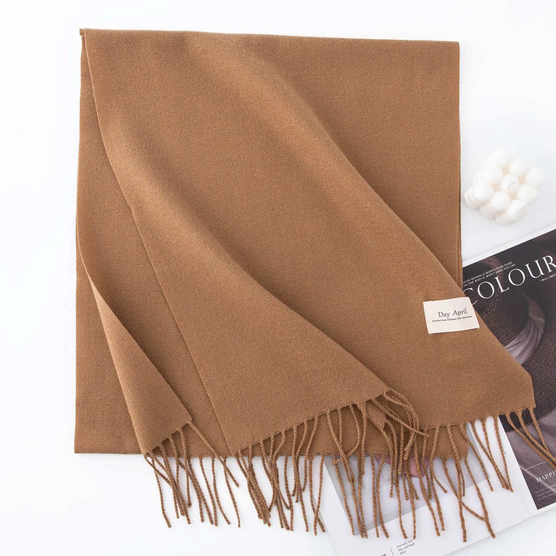 Cachecol Feminino de Inverno em Cashmere Malha com Efeito Xale 40x200cm Cor Sólida Elegante – Le Vie