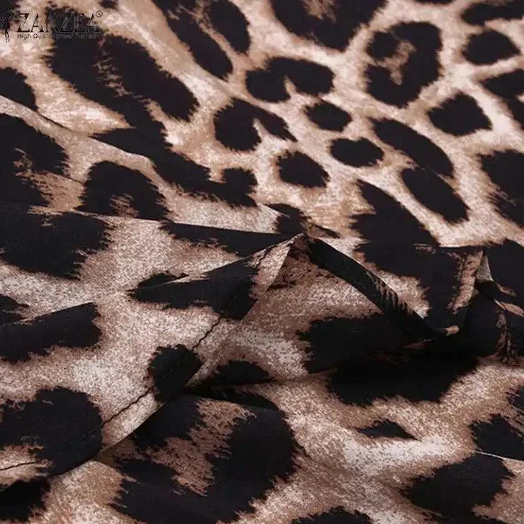 Vestido Longo Camisaria Estampa Animal Print com Fenda Frontal – Estilo e Conforto em Uma Única Peça
