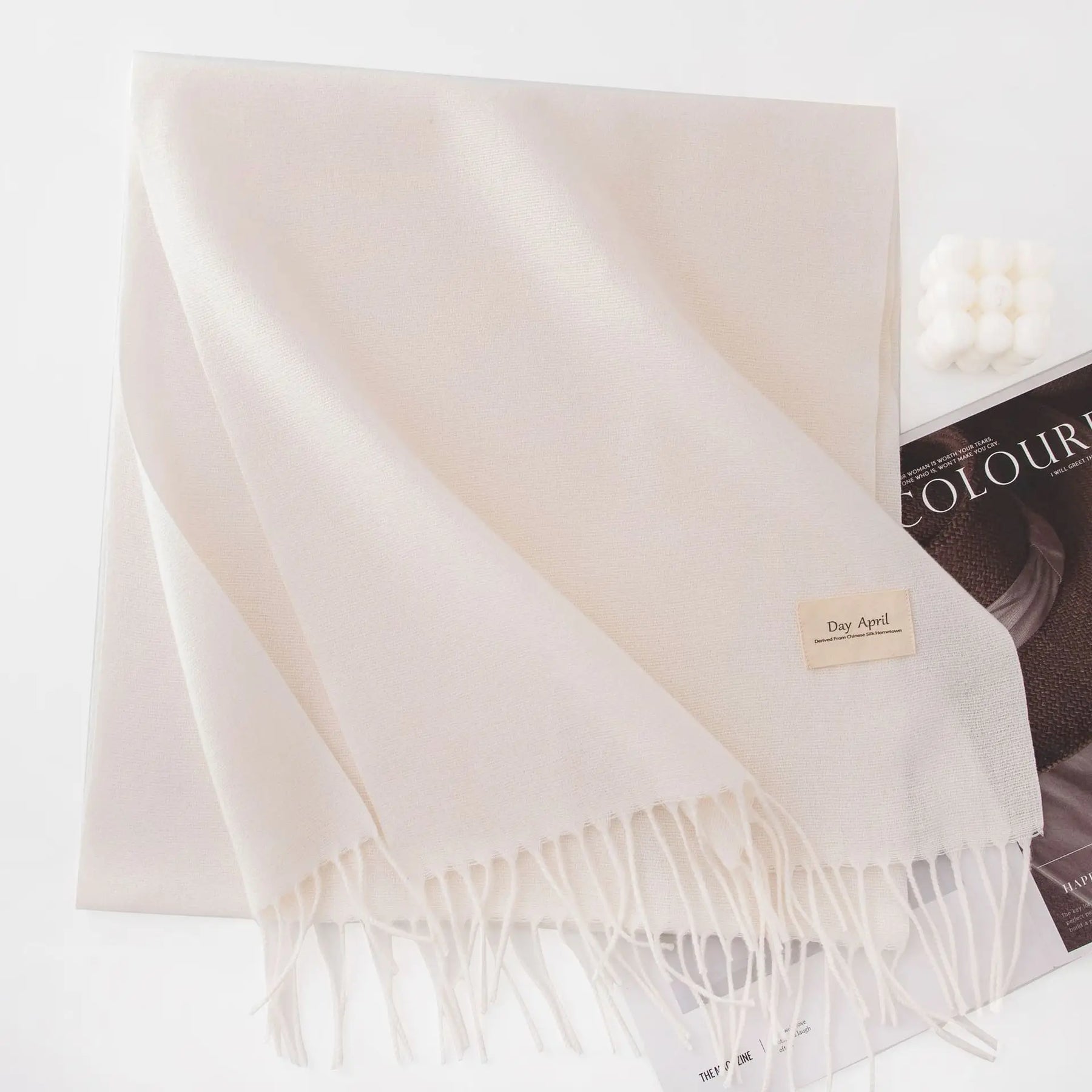 Cachecol Feminino de Inverno em Cashmere Malha com Efeito Xale 40x200cm Cor Sólida Elegante – Le Vie