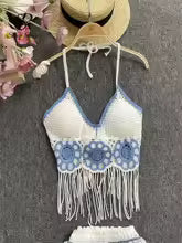 Conjunto Feminino Praia 2 Peças em Crochê com Franjas – Le Vie