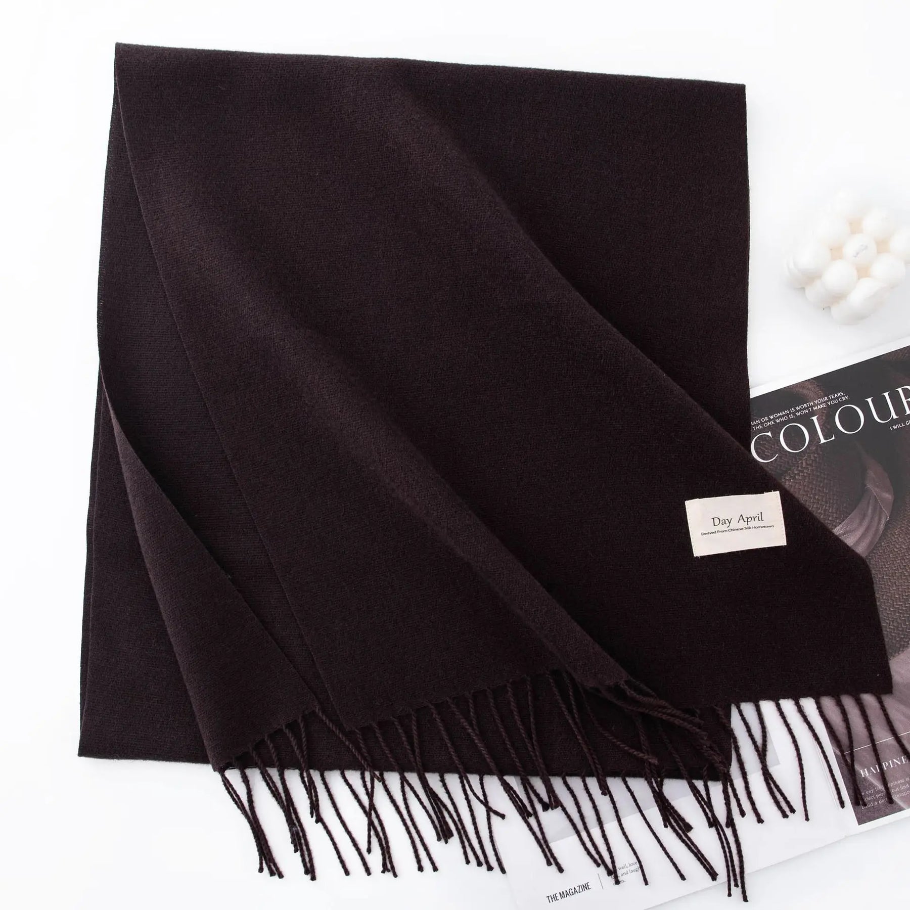 Cachecol Feminino de Inverno em Cashmere Malha com Efeito Xale 40x200cm Cor Sólida Elegante – Le Vie