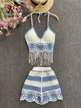 Conjunto Feminino Praia 2 Peças em Crochê com Franjas – Le Vie