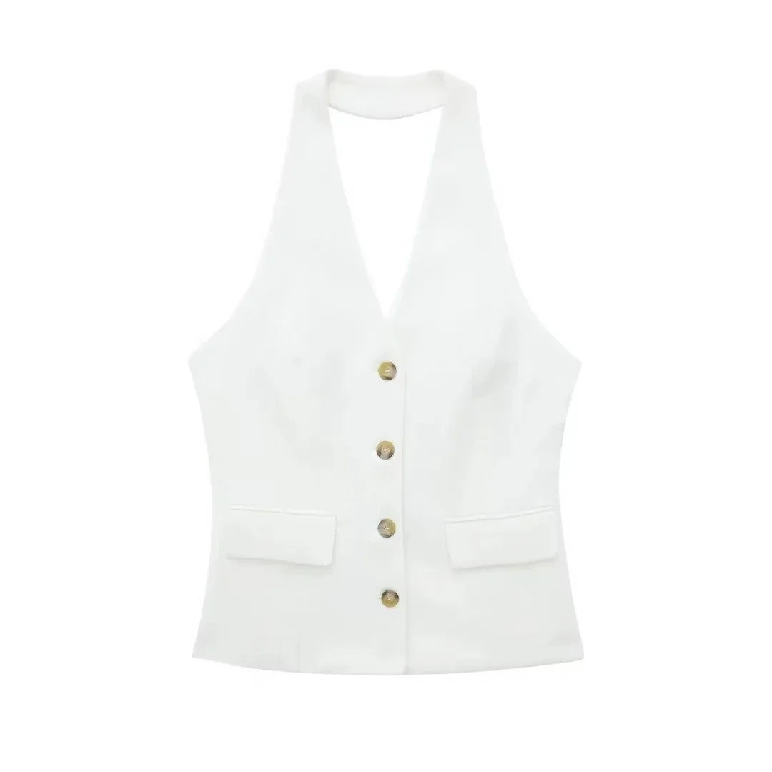 Conjunto Feminino Alfaiataria Colete Blazer Sem Mangas e Calça Pantalona em Tecido Premium – Le Vie
