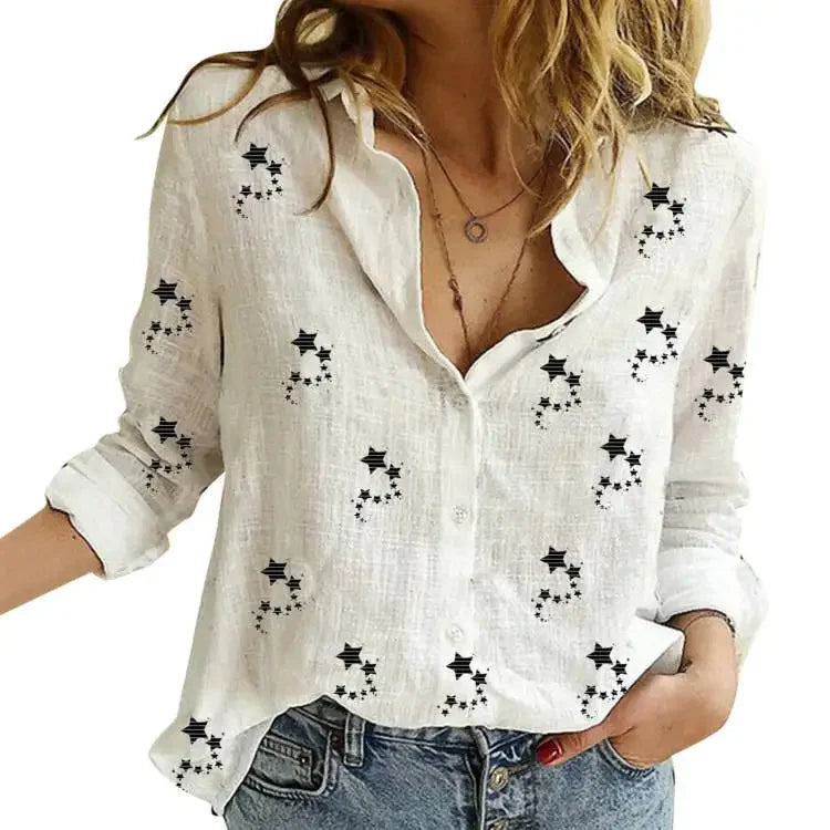 Blusa Feminina Vintage de Manga Longa em Linho e Algodão Premium para Primavera e Outono – Le Vie