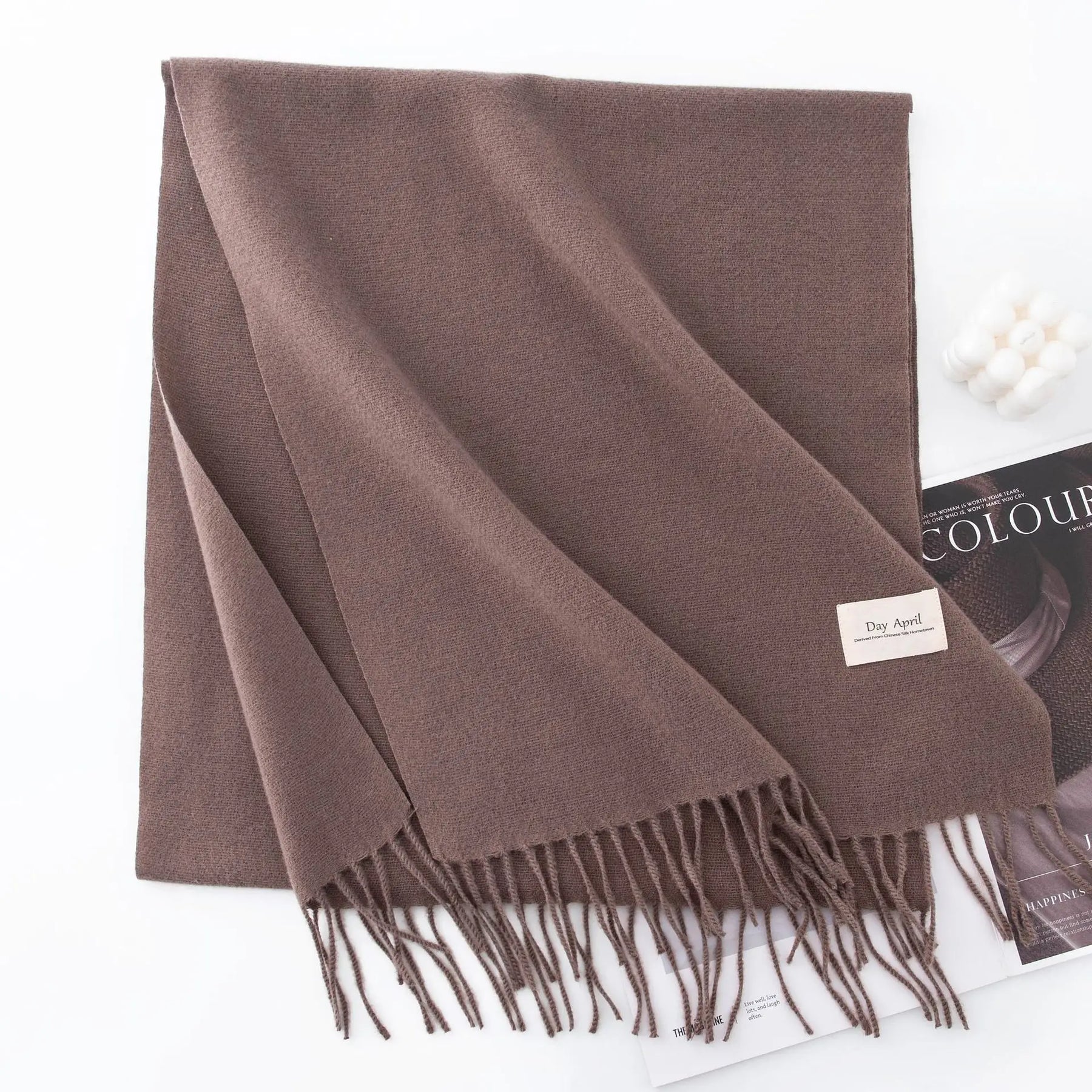 Cachecol Feminino de Inverno em Cashmere Malha com Efeito Xale 40x200cm Cor Sólida Elegante – Le Vie