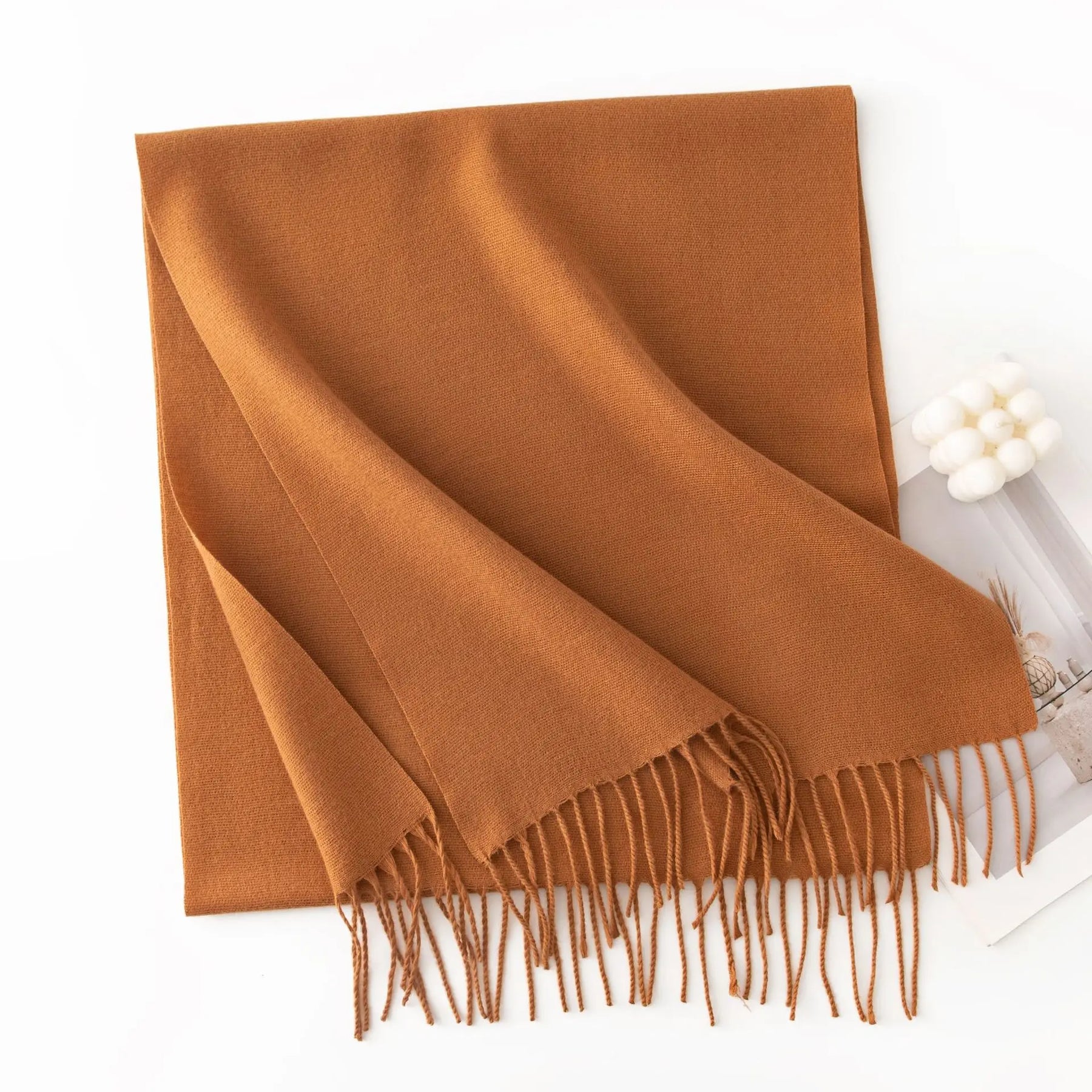 Cachecol Feminino de Inverno em Cashmere Malha com Efeito Xale 40x200cm Cor Sólida Elegante – Le Vie