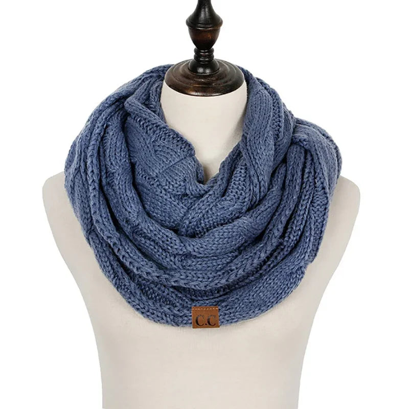 Cachecol Feminino Infinito de Tricô em Lã com Cabo Snood Gola Circular Cor Sólida para Inverno – Le Vie