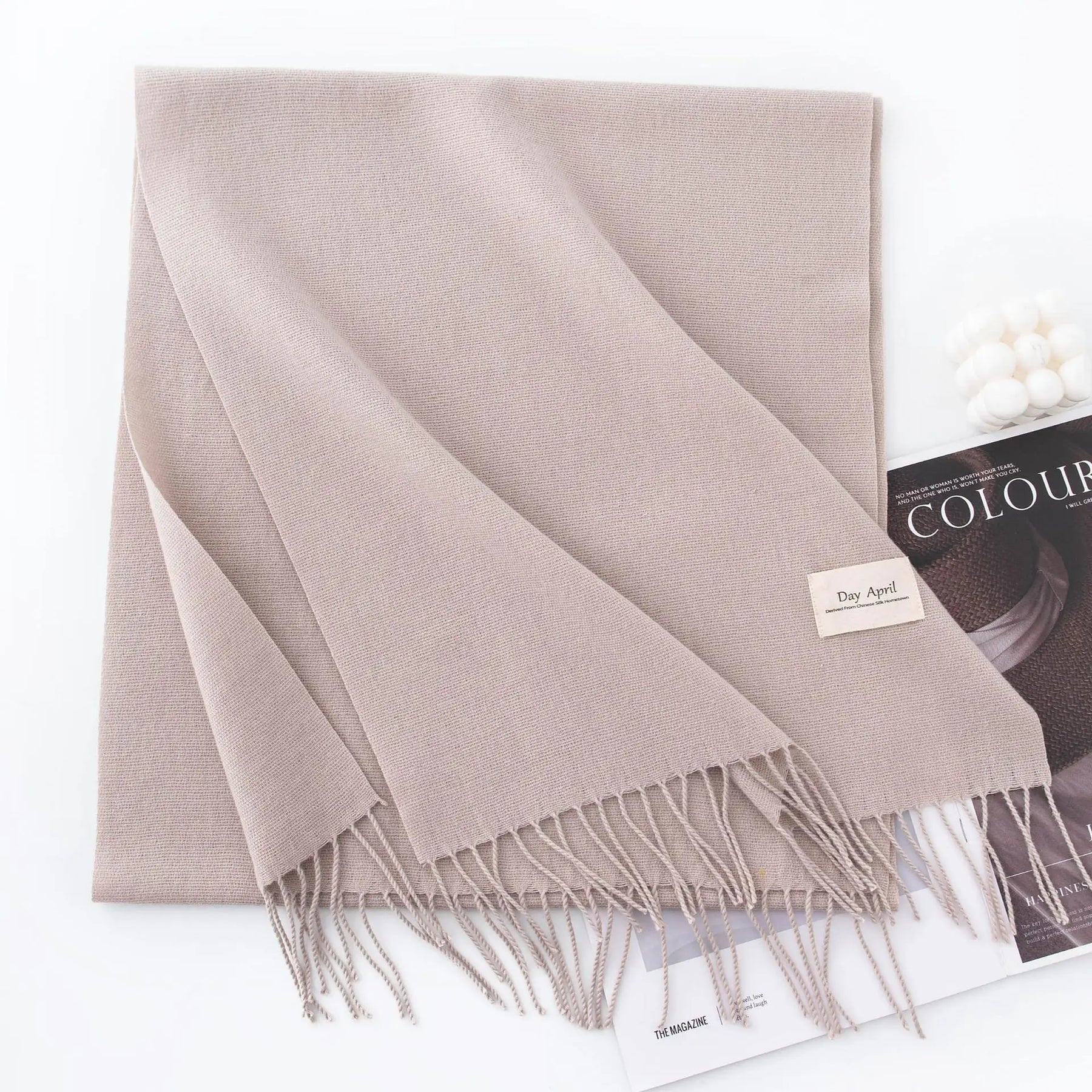 Cachecol Feminino de Inverno em Cashmere Malha com Efeito Xale 40x200cm Cor Sólida Elegante – Le Vie