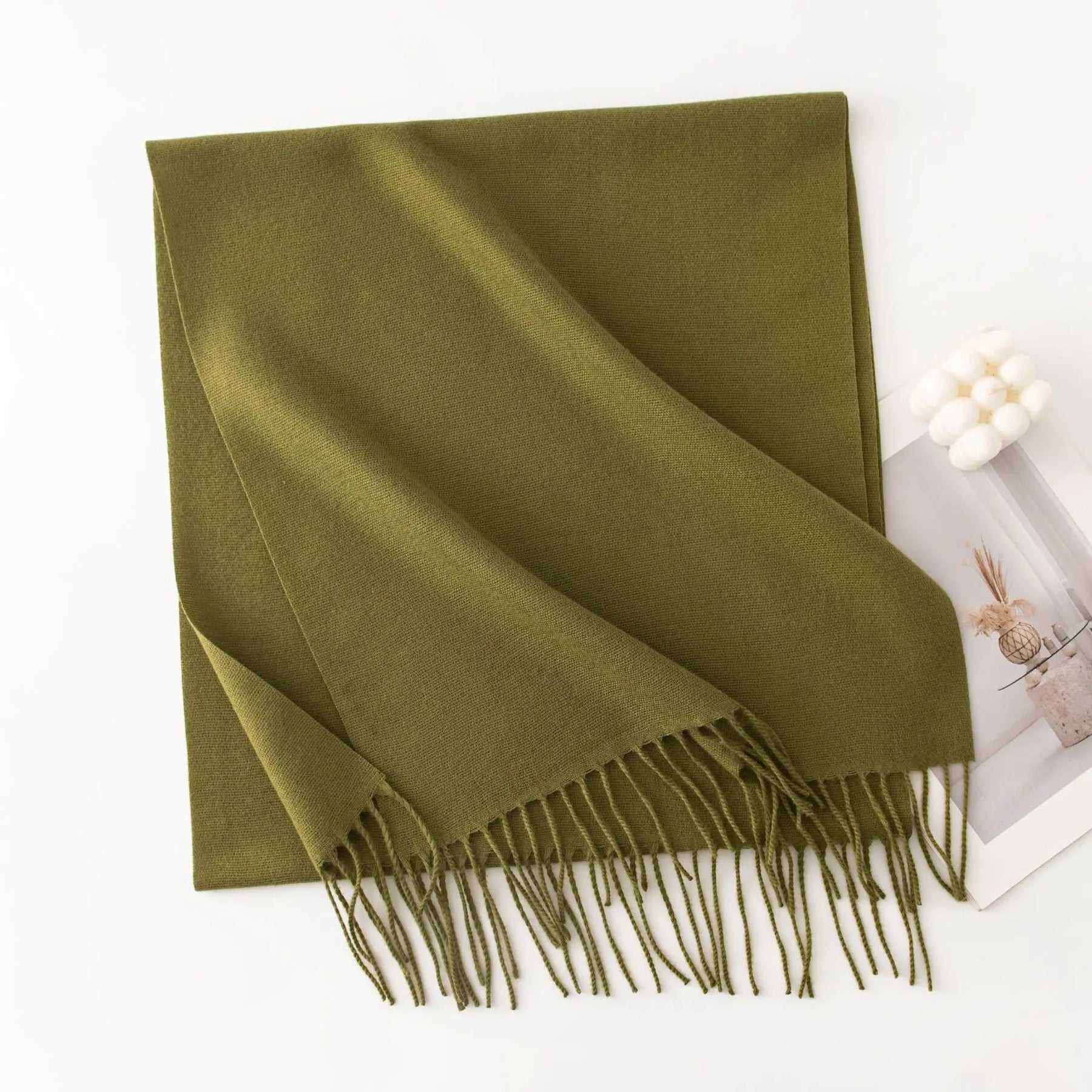 Cachecol Feminino de Inverno em Cashmere Malha com Efeito Xale 40x200cm Cor Sólida Elegante – Le Vie