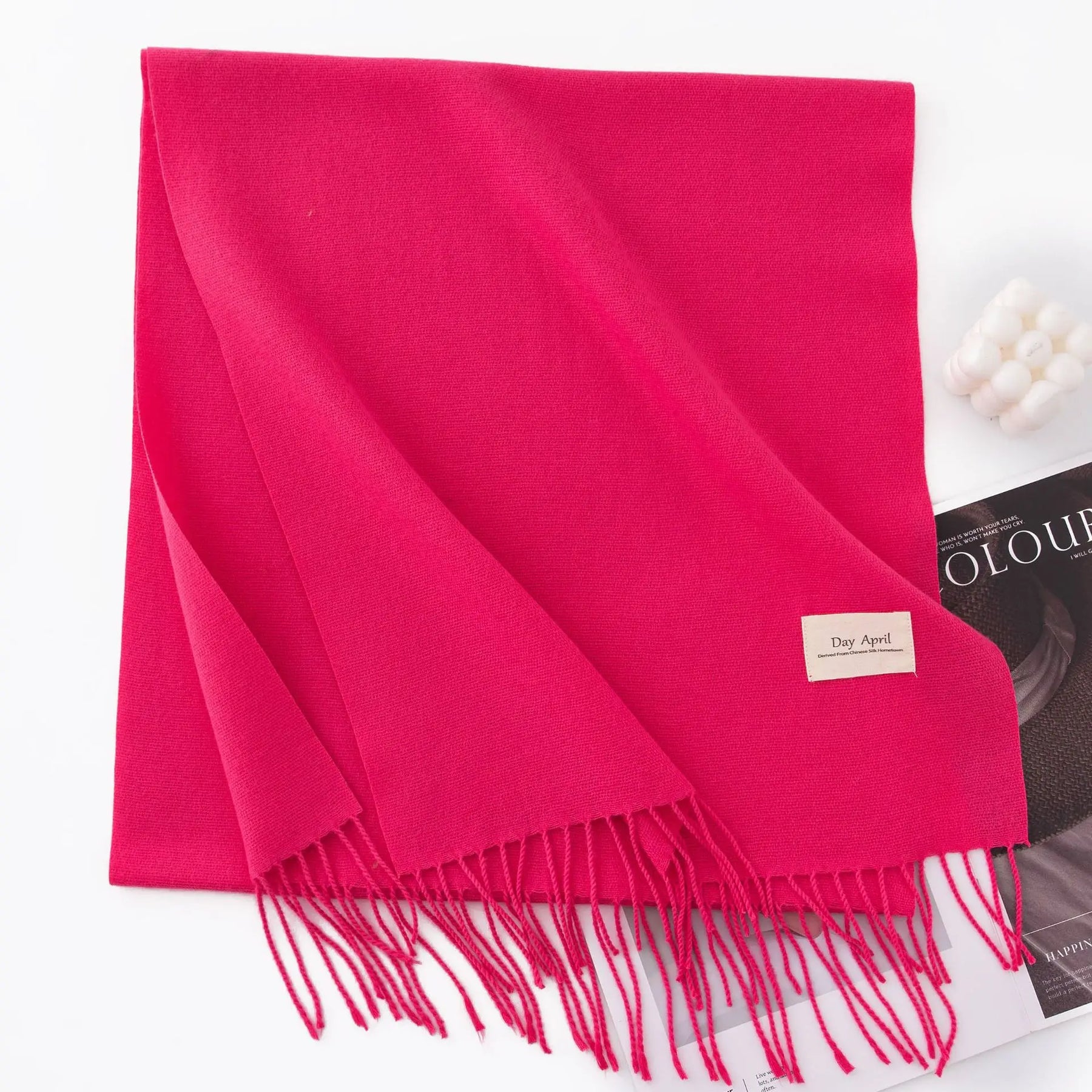 Cachecol Feminino de Inverno em Cashmere Malha com Efeito Xale 40x200cm Cor Sólida Elegante – Le Vie