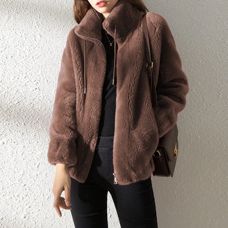 Mole de Lã Dupla Face Feminina com Gola Alta - Quente e Versátil - Outono/Inverno - Le Vie