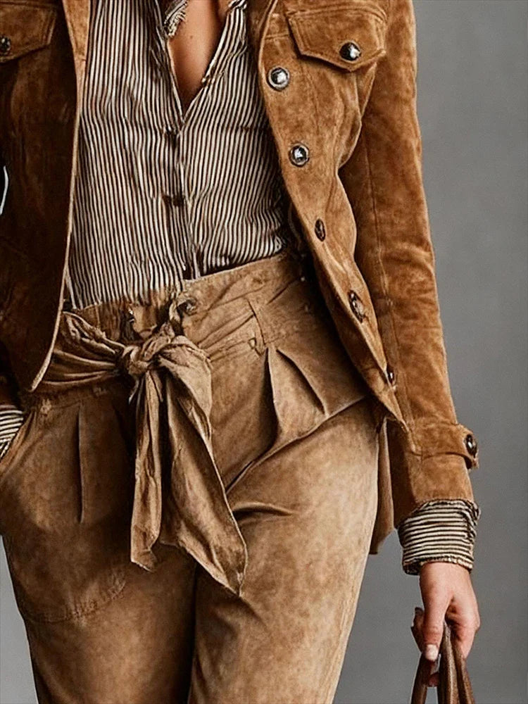 Jaqueta Feminina Casual Vintage de Botões com Colarinho - Manga Longa - Outono e Moda Retro - Le Vie