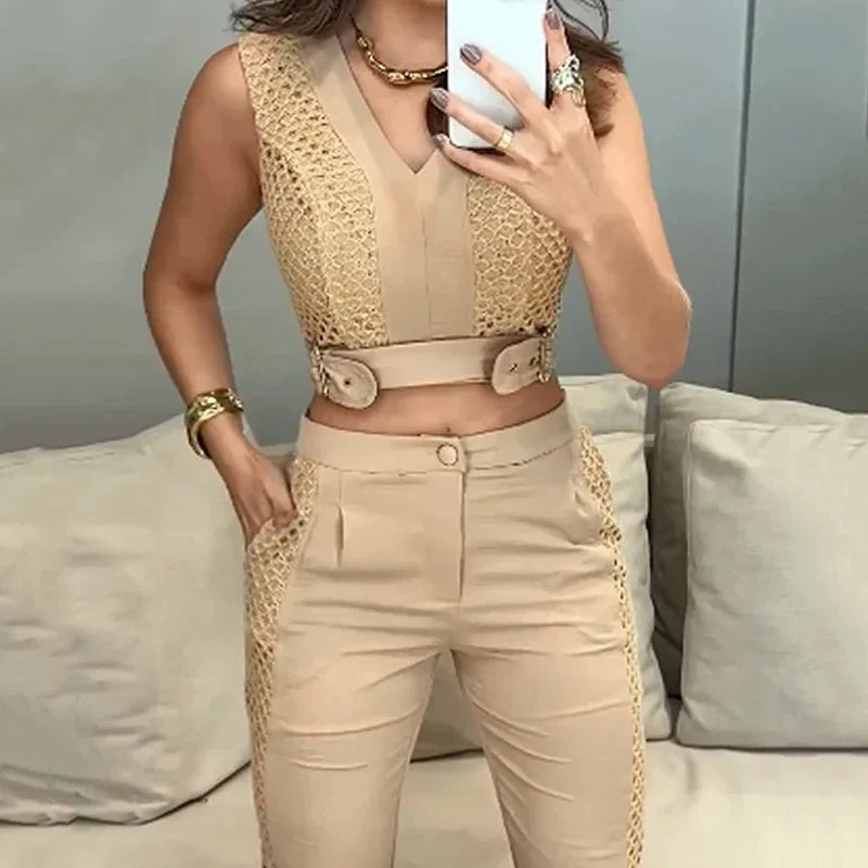 Conjunto Cropped e Calça Alfaiataria Modern Imperial Chic