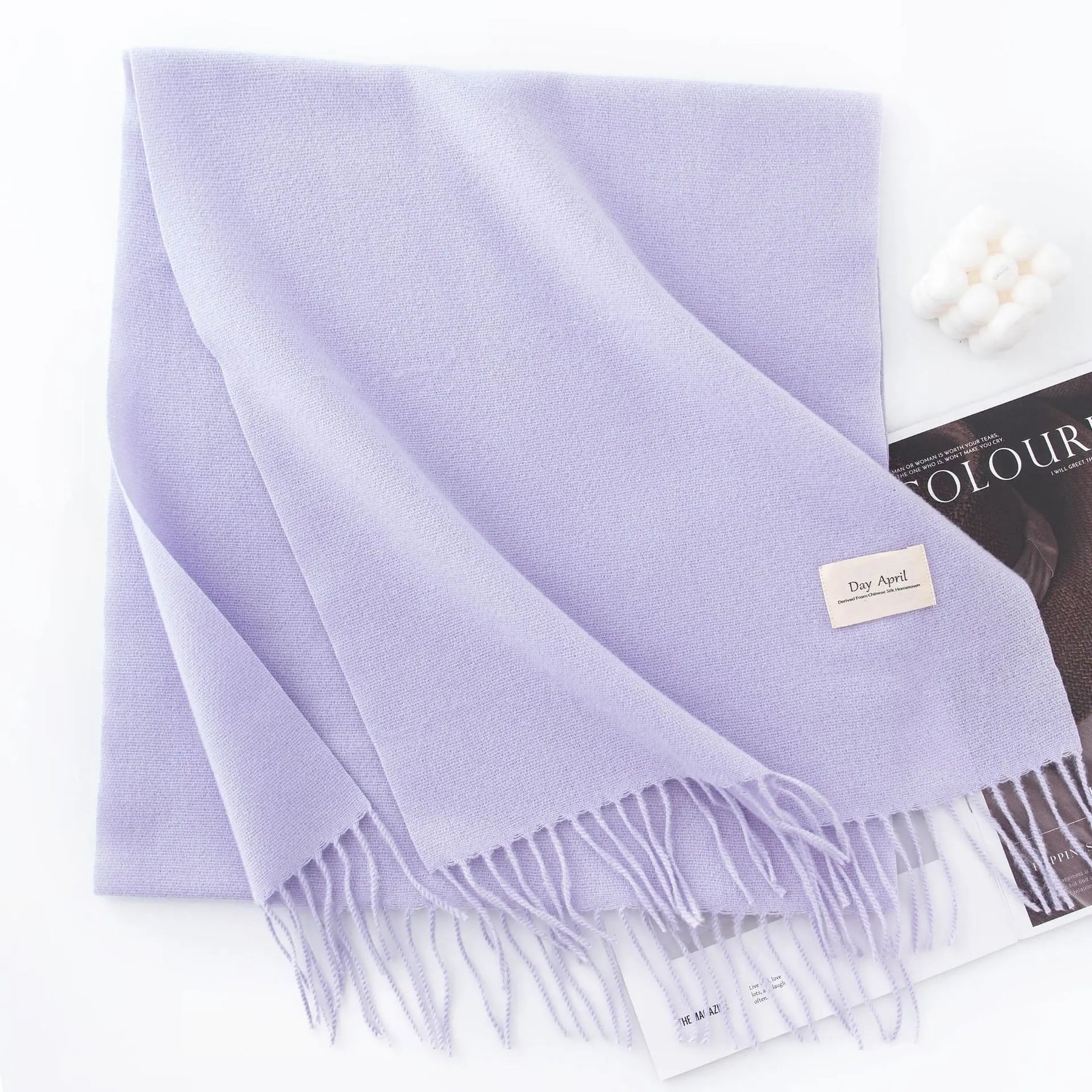 Cachecol Feminino de Inverno em Cashmere Malha com Efeito Xale 40x200cm Cor Sólida Elegante – Le Vie