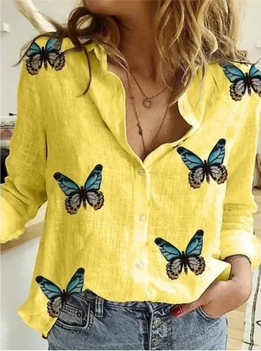 Blusa Feminina Vintage de Manga Longa em Linho e Algodão Premium para Primavera e Outono – Le Vie