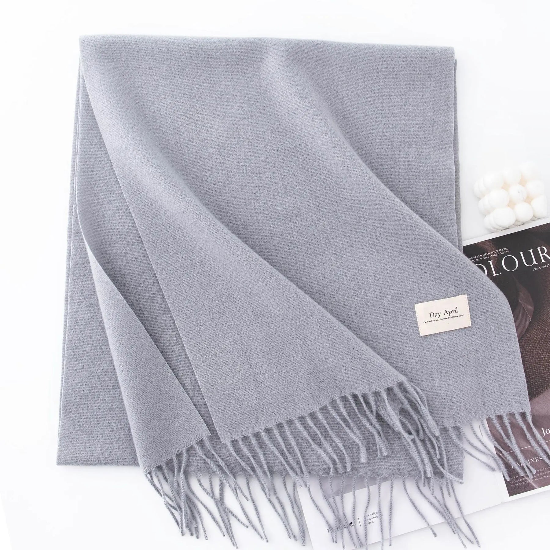 Cachecol Feminino de Inverno em Cashmere Malha com Efeito Xale 40x200cm Cor Sólida Elegante – Le Vie