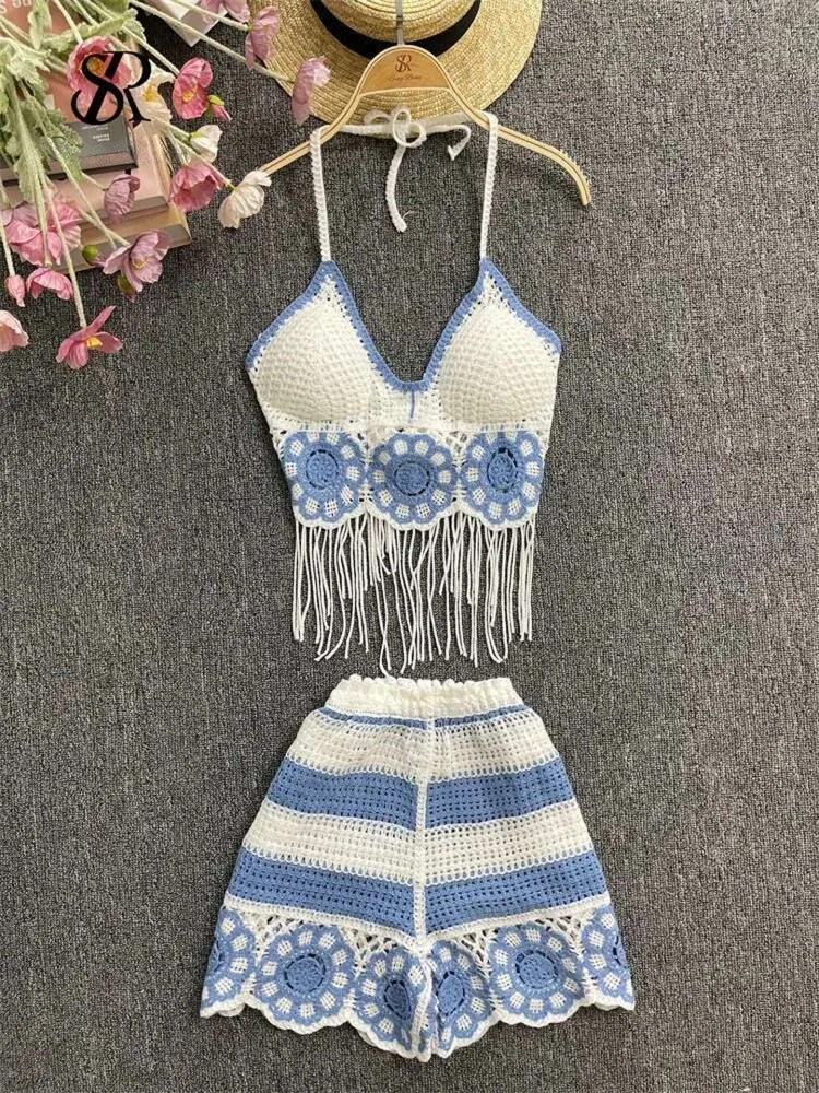 Conjunto Feminino Praia 2 Peças em Crochê com Franjas – Le Vie
