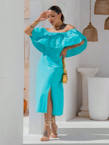 Vestido Off-Shoulder Branco – Estilo e Conforto em Cada Detalhe