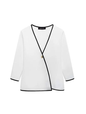 Blusa Feminina Alfaiataria com Botão e Decote em V - Ivy