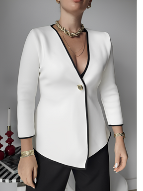 Blusa Feminina Alfaiataria com Botão e Decote em V - Ivy