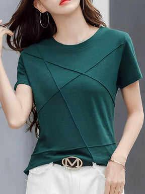 Blusa Feminina Básica com Relevo e Decote Redondo - Lina