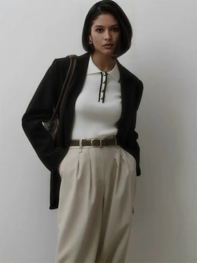 Blusa Feminina Gola Polo Decote com Botões - Blenda