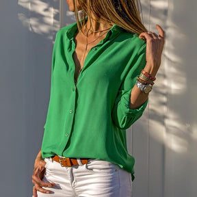 Camisa Feminina Manga 3/4 com Gola Clássica – Elegância Atemporal