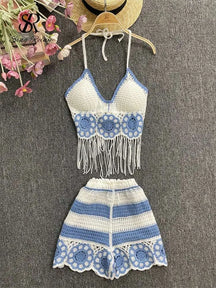 Conjunto Feminino Praia 2 Peças em Crochê com Franjas – Le Vie