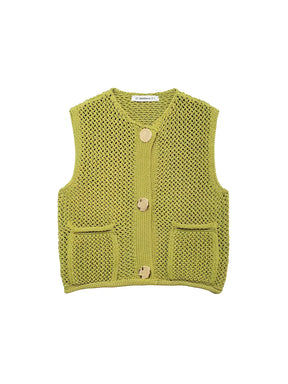 Blusa Feminina em Tricô com Decote Canoa Botões Maxi e Bolsos - Ayla