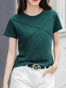 Blusa Feminina Básica com Relevo e Decote Redondo - Lina