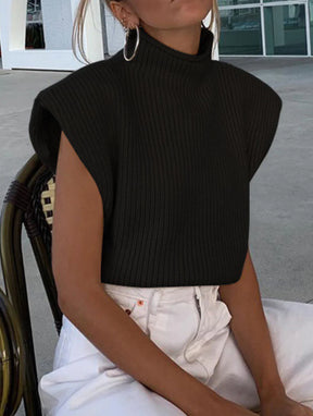 Blusa Casual de Tricô Gola Alta