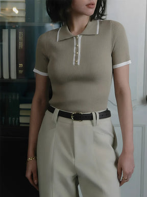 Blusa Feminina Gola Polo Decote com Botões - Blenda