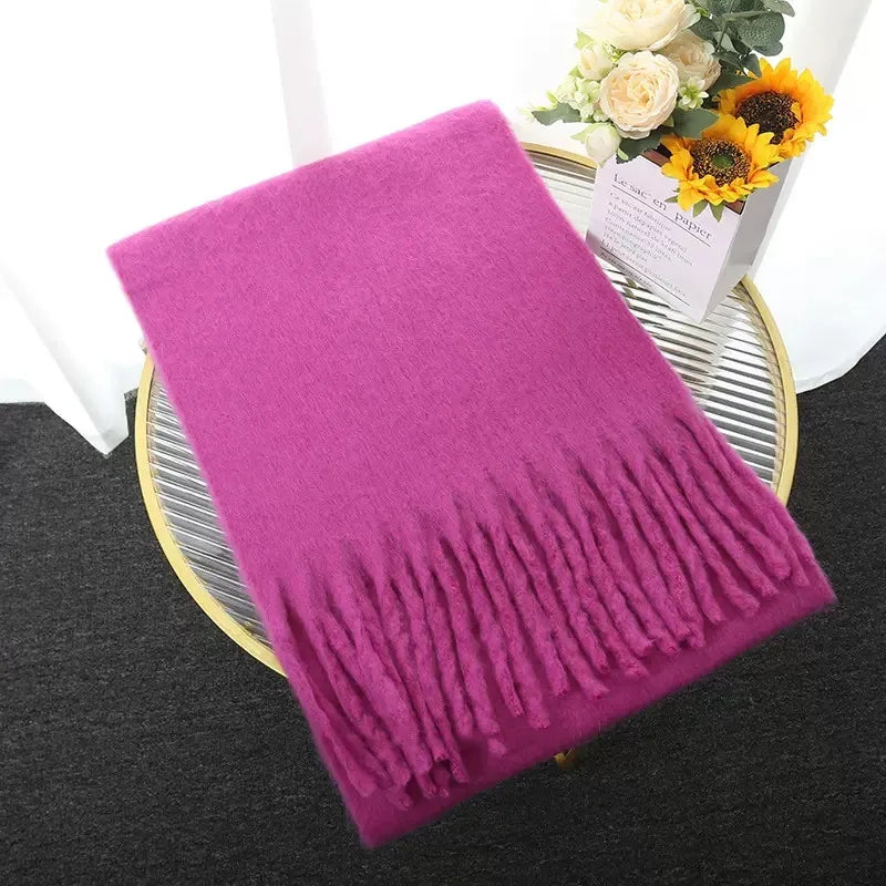 Lenço Feminino de Luxo em Caxemira Engrossada com Borlas Clássico Xale Macio para Outono e Inverno – Le Vie