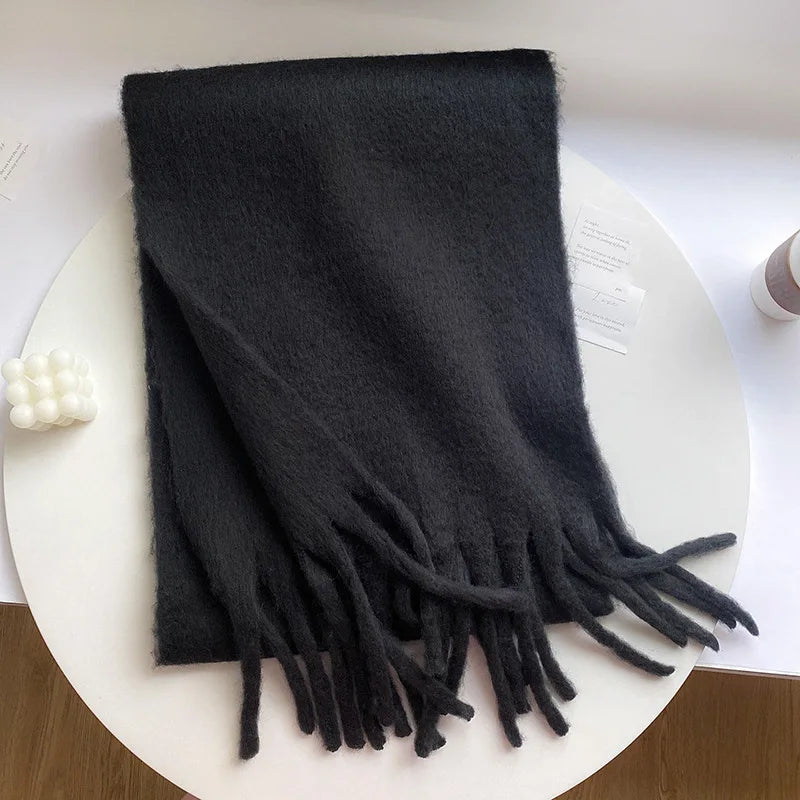 Lenço Feminino de Luxo em Caxemira Engrossada com Borlas Clássico Xale Macio para Outono e Inverno – Le Vie