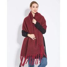 Lenço Feminino de Luxo em Caxemira Engrossada com Borlas Clássico Xale Macio para Outono e Inverno – Le Vie