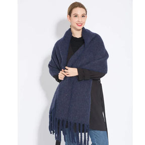 Lenço Feminino de Luxo em Caxemira Engrossada com Borlas Clássico Xale Macio para Outono e Inverno – Le Vie