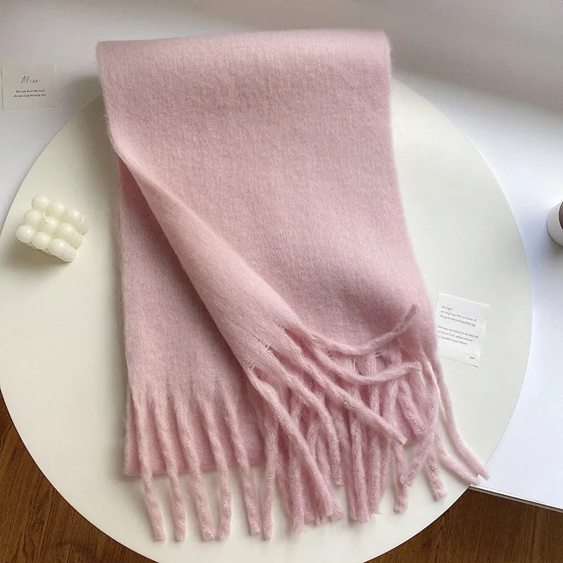 Lenço Feminino de Luxo em Caxemira Engrossada com Borlas Clássico Xale Macio para Outono e Inverno – Le Vie
