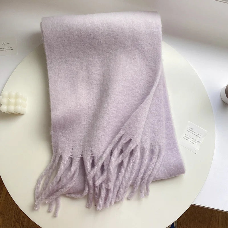 Lenço Feminino de Luxo em Caxemira Engrossada com Borlas Clássico Xale Macio para Outono e Inverno – Le Vie