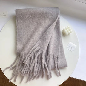 Lenço Feminino de Luxo em Caxemira Engrossada com Borlas Clássico Xale Macio para Outono e Inverno – Le Vie