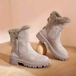 Bota Feminina de Inverno Cano Médio com Forro Peluciado em Camurça Sintética – Le Vie