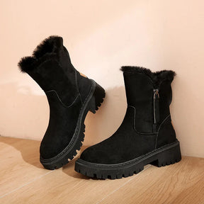 Bota Feminina de Inverno Cano Médio com Forro Peluciado em Camurça Sintética – Le Vie