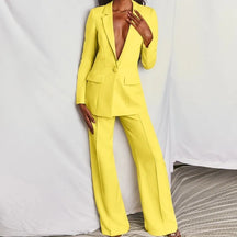 Conjunto Feminino 2 Peças Blazer com Botões e Calça Wide Leg em Alfaiataria Premium Define – Le Vie
