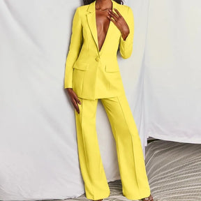 Conjunto Feminino 2 Peças Blazer com Botões e Calça Wide Leg em Alfaiataria Premium Define – Le Vie